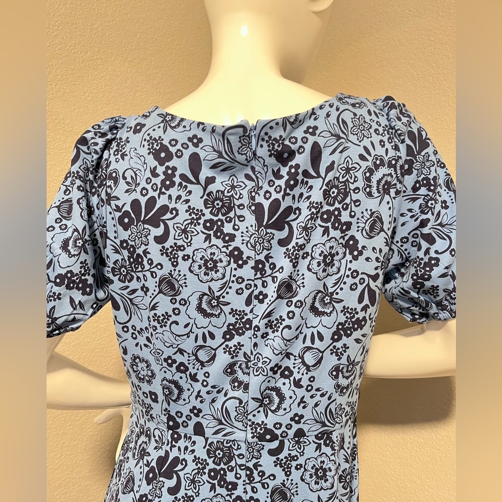 BODEN Women’s Blue & Black Nancy Jersey Paisley SS Midi Dress Size US 12R - Picture 6 of 14